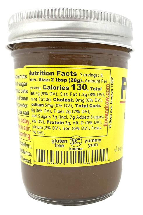 Fine & Raw Hazelnut Butter Spread 8 Ounce – Clean Ingredients, Vegan, and Organic Hazelnut Spread (Oat Milk Chocolate Hazelnut)