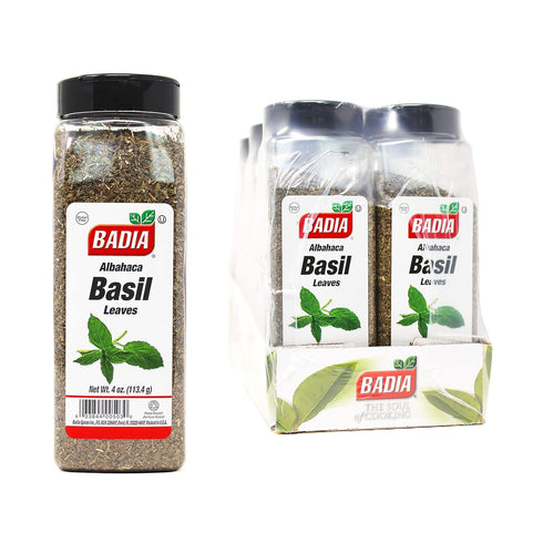Badia Basil Leaves, 4 oz (Pack of 6) Premium Dried Basil for