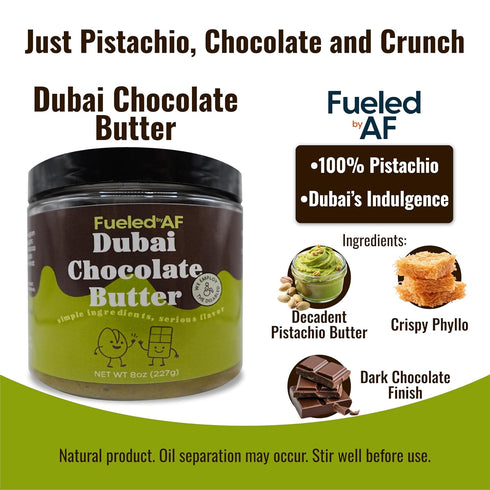 Fueled by AF 8 Fueled AF Dubai Chocolate Spread Vegan, Keto, and Paleo Friendly, Ounce (Jar)