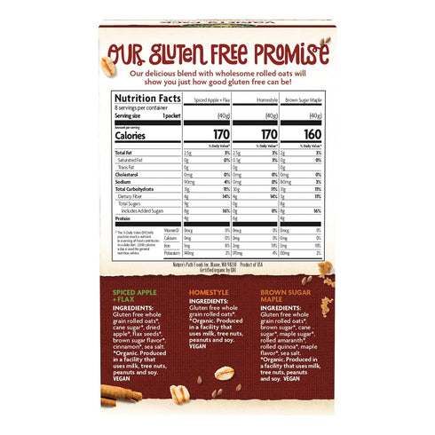 Pack 11.3 oz (Pack 2), Nature's Path Organic Variety Oatmeal, of Gluten Free, Non-GMO
