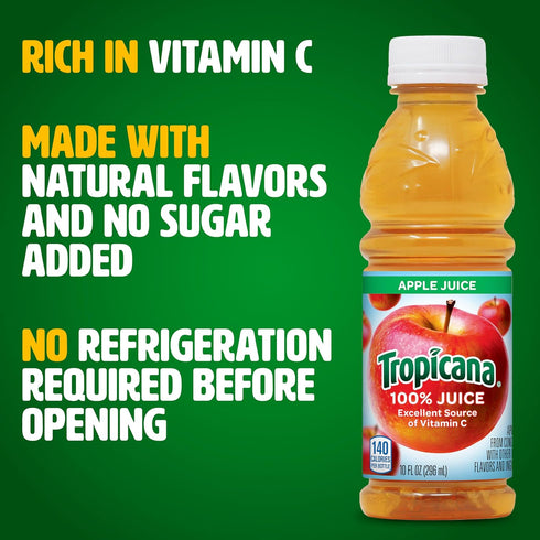 10 (Pack 24) Tropicana Apple Juice, Ounce