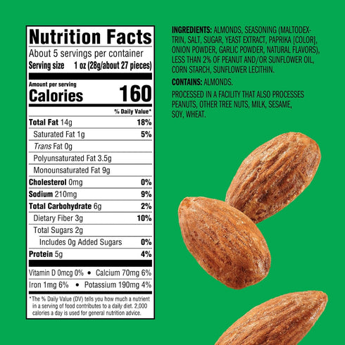 (1-Pack) 5 Oz Emerald Nuts Dry Roasted Almonds | Resealable Bag | Plant-Based Protein, Kosher Certified, Non-GMO |