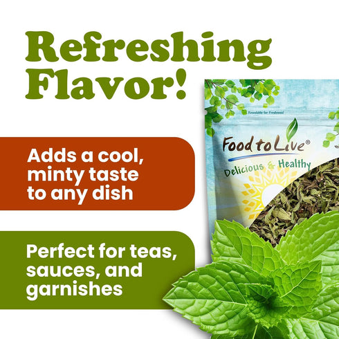 1.5 Food to Live - Organic Spearmint Leaves, Pounds Dried, Cut & Sifted. Great for Herbal Tea. Non-GMO. Caffeine-free.