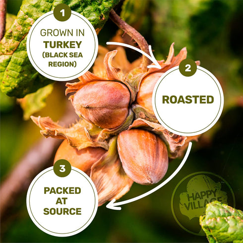 16 OZ Filbert Happy Village Organic Roasted Hazelnuts, Resealable Bag, Roasted and Unsalted, USDA Organic, Non-GMO