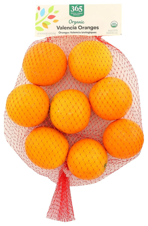 Fresh Produce Orange, Valencia, Organic, 4 lb Package (California or Mexico)