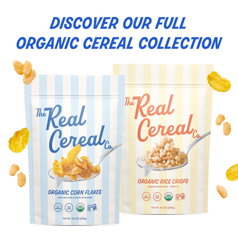 3-Pack, The Real Cereal Company, Organic Corn Flakes Cereal Zero Sugar, Gluten Free, Non-GMO, Made in USA