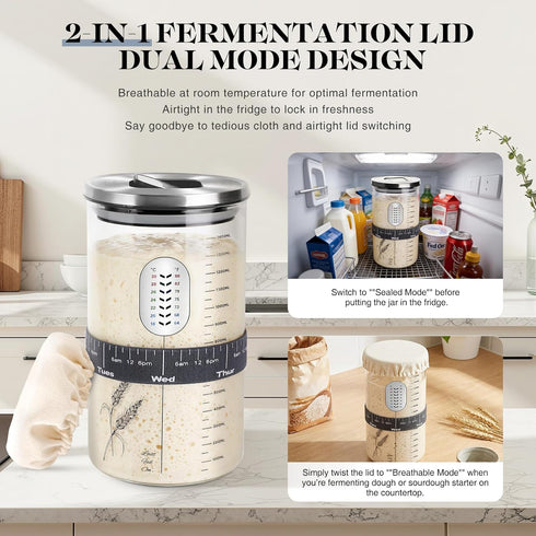 VEDALIO 2 Pack, 2 Pack, Sour Dough Starter Jars Sourdough Jar Wide Mouth, Sourdough Starter Kit, Sour Dough Starter