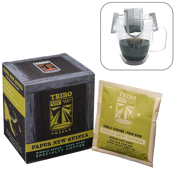 Tribo Coffee Portable Single-Serve Pour Over Drip Coffee - Papua New Guinea - 10 Servings