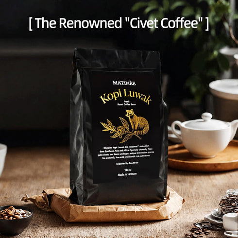 16oz 454 MATINE Wild Kopi Luwak Coffee Beans, Medium Roast, Whole Bean Coffee, Sustainably Sourced From Vietnam, /