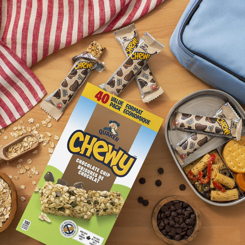 960g/33.9 oz., (40 Count) QUAKER CHEWY Chocolate Chip Granola Bars, {Imported from Canada}