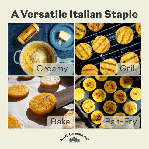18 Pack 12 Traditional Italian Polenta Tube by San Gennaro | Gluten Free Cornmeal | Made from Yellow Corn Non-GMO