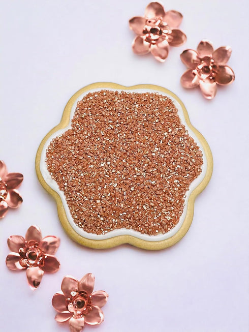 Sweet Evas SHIMMER METALLIC SPARKLING ROSE GOLD SUGAR CRYSTALS-Dairy Free,Gluten Free,Egg Free,Vegan,Soy Free,Nuts