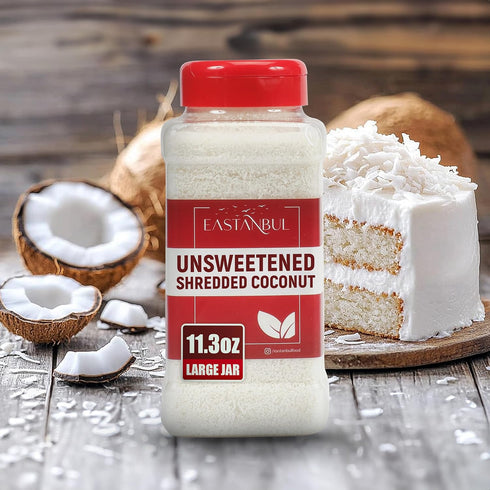 11.3oz, 100% Eastanbul Shredded Coconut, Unsweetened Coconut Flakes, Natural Shreds, Finely Shredded, Desiccated