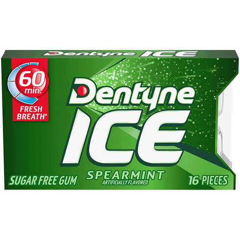 Dentyne Ice Spearmint Sugar-Free Chewing Gum, 9 Packs of 16 Pieces (144 Total)