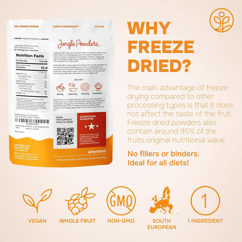 3.5 Jungle Powders Freeze Dried Peach Powder Ounce Bag Powdered Peaches Peach Powder for Baking Peach Flavoring Freeze