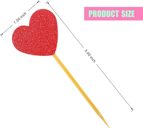GUCUJI Cupcake Toppers 30Pcs Set, Funny Heart Glitter Mini Birthday Cake Decorations for Party Accessories