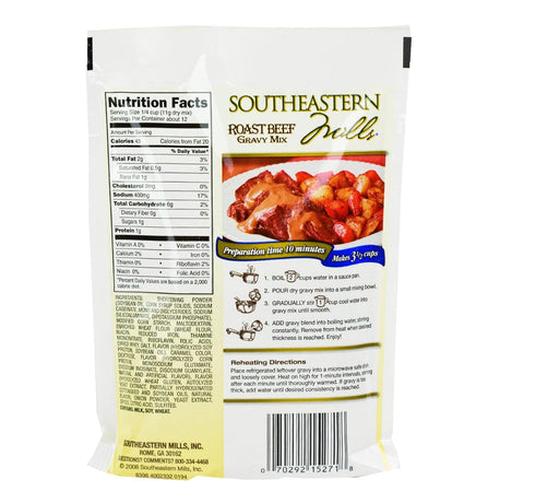 Southeastern Mills 4.5 Oz. Package (Pack 12) Roast Beef Gravy Mix