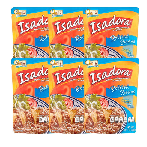 Isadora Refried Beans 15.2oz Pouch (Original Refried Beans, 6 Pack)