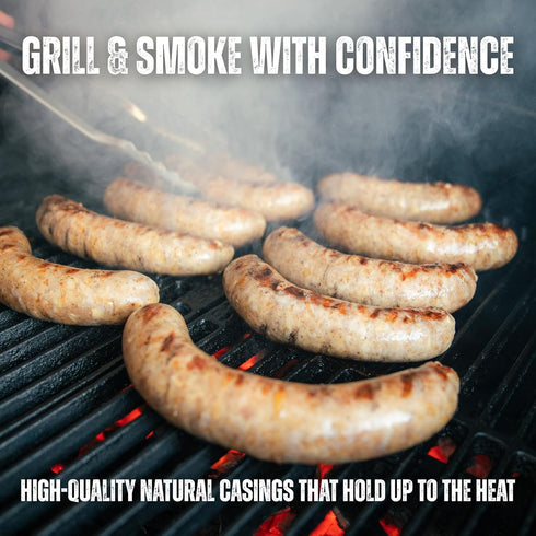 32-35mm 2530 lbs Bearded Butchers Natural Hog Casings Pre-Flushed, Edible Sausage Casing for of Meat Resealable Bag