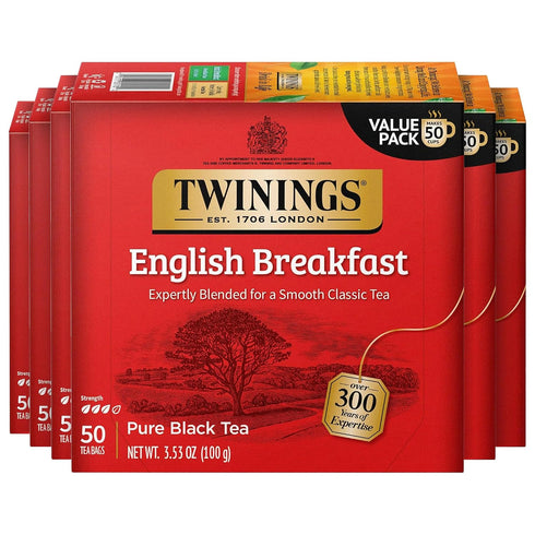 Twinings English Breakfast Black Tea Individually Wrapped Bags, 50 Count (Pack of