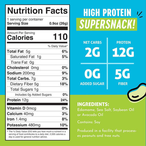 Protein(11g) 100 Pack, 0.9oz 10 Pack The Only Bean Crunchy Dry Roasted Edamame Snacks (Sea Salt), Healthy High Keto