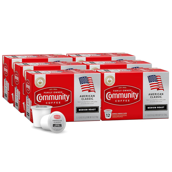 Community Coffee American Classic 72 Count Coffee Pods, Medium Roast, Compatible with