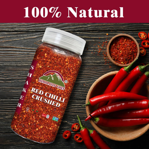 (3.88 Oz) Himalayan Chef Red Crushed Pepper Shaker - Organically Crushed Red Chili Pepper Flakes Great for Pizza