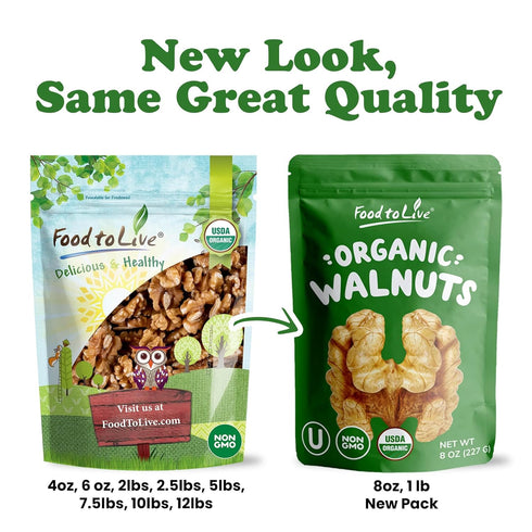 1 Omega-3 Organic California Walnuts Halves & Pieces, Pound Non-GMO, Raw, Unsalted, Shelled, Vegan, Kosher, Sirtfood
