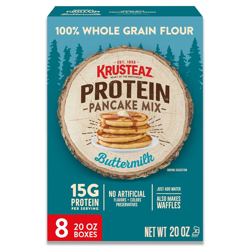 Krusteaz Protein Buttermilk Pancake and Waffle Mix, 15g Protein Per Serving, 20