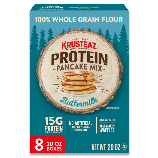 Krusteaz Protein Buttermilk Pancake and Waffle Mix, 15g Protein Per Serving, 20