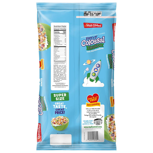 32 OZ Malt-O-Meal Berry Colossal Crunch with Marshmallows Breakfast Cereal, Crunchy Corn and Oat Cereal with Sweet