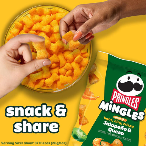 (6 Pringles Mingles Puffed Snacks, Jalapeno and Queso, Salty Snacks Bags)