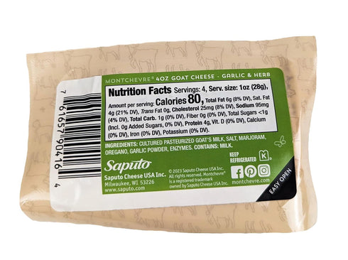 Generic 4 oz (Pack 4) Goat Milk Cheese Garlic & Herb Chevre