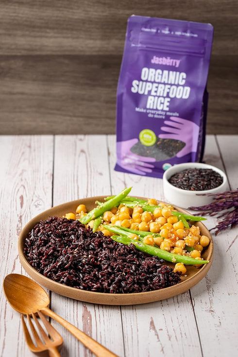 (11 Jasberry - Organic Superfood Rice, Soft & Aromatic Whole Grain Purple Rice, High in Antioxidants, Non-GMO