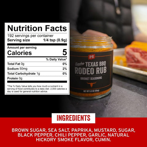 PS Seasoning Texas-Style Brisket Rodeo Rub - Dry BBQ Rubs and Spices for Grilling, Smoking, Roasting - Smoky Texas