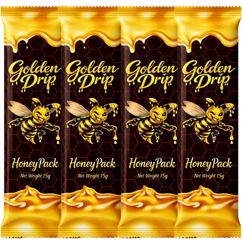Golden Drip Honey Pack 4 Pack Premium Golden Honey Sachets Herbal Vitality & Energy