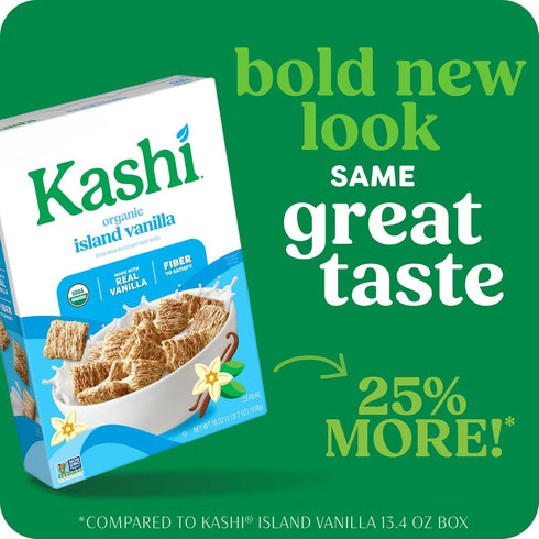 18oz (1 (Pack 2) Kashi Breakfast Cereal, Organic, Fiber Cereal, Island Vanilla, Box Box)