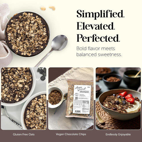 2 lb, Laura's Gourmet Granola Dark Chocolate Crunch, Gluten-Free Oats, Vegan, Dairy & Soy Free Snack, Organic Agave