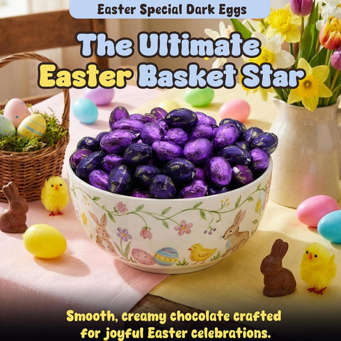 1 lb. Easter Dark Chocolate Eggs, Bulk Easter Candy Bag, Individually Wrapped Chocolate Eggs Perfect for Easter