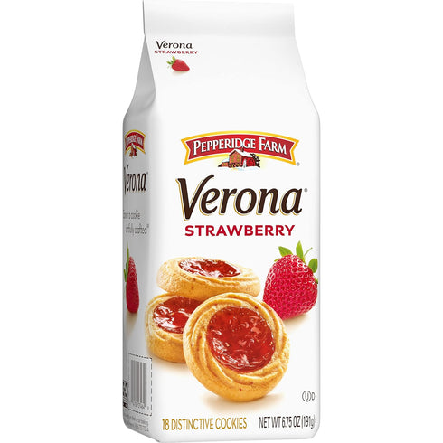 6.75 OZ (18 Pepperidge Farm Verona Strawberry Thumbprint Cookies, Bag Cookies)