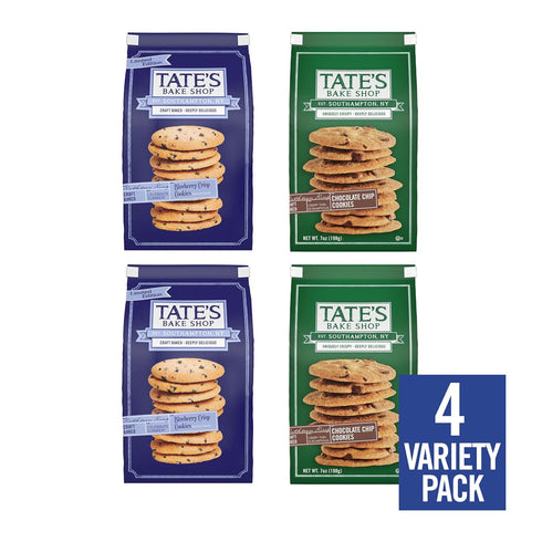 Pack, 4 Tate's Bake Shop Blueberry Crisp and Chocolate Chip Cookies Variety Bags
