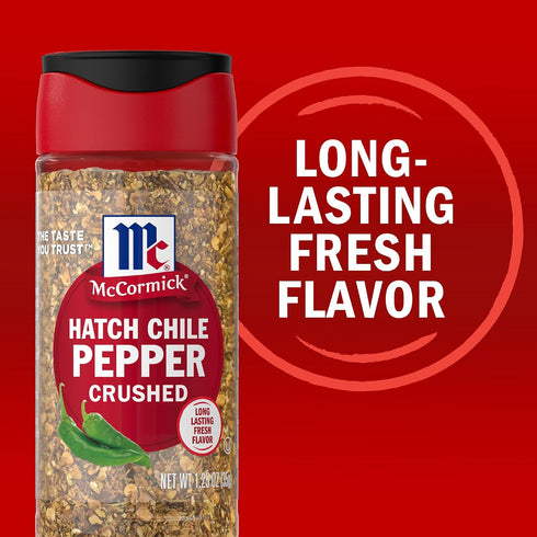 1.25 oz (Pack 6) McCormick Hatch Chile Pepper, Crushed, Balanced, Smoky, Sweet Heat, For Salsa, Tacos, Enchiladas