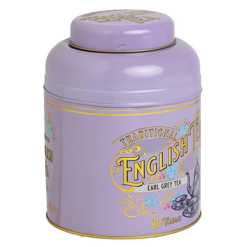 New English Teas Vintage Victorian Tea Caddy with 80 English Teabags (Lilac)