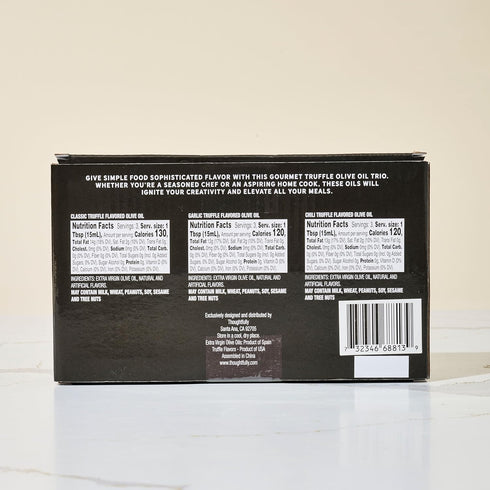1.7 oz Set 3 Thoughtfully, Truffle Oil Trio, Includes Classic, Garlic, and Chili Truffle Infused Olive Oil in Glass