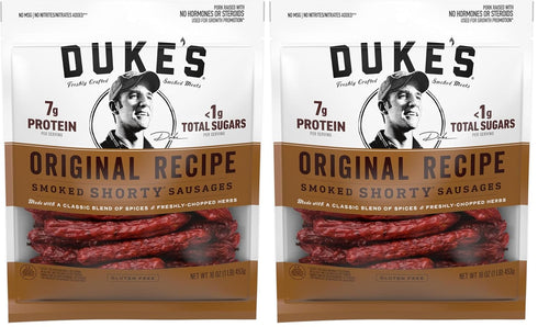 Duke's Pork Original Smoked Shorty Sausages, 7g Protein Per Serving, 16 oz.(Pack
