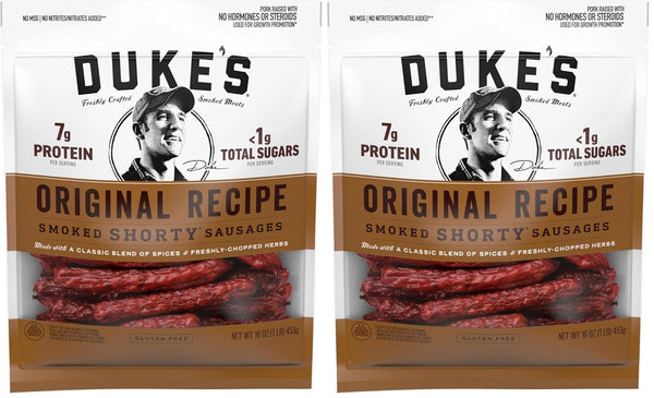 Duke's Pork Original Smoked Shorty Sausages, 7g Protein Per Serving, 16 oz.(Pack