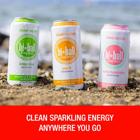 Pack 160mg 50mg 50mg 16 oz (8-Pack) Hiball Clean Energy Drink - Variety - Zero Sugar, Zero Calorie Sparkling Water