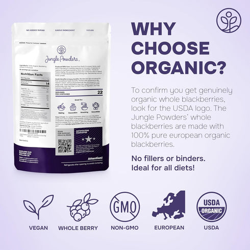 3.2 3.5 Jungle Powders Organic Whole Blackberries Fresh Freeze Dried Fruit Ounce Bag + Apricot Powder Ounce Powdered