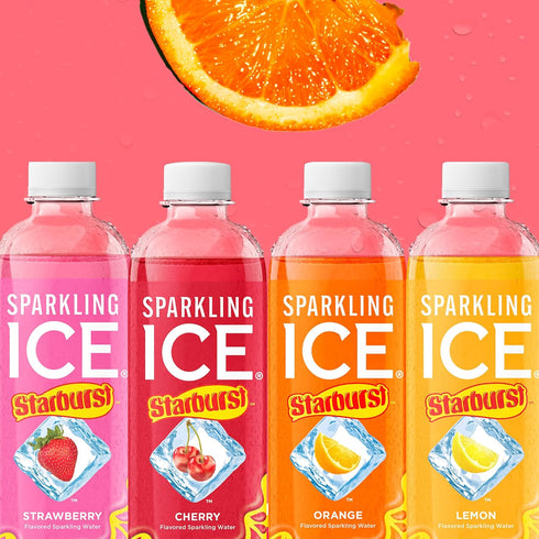 17 oz (Pack 12). Sparkling Ice STARBURST Orange, Zero Sugar Flavored Sparkling Water, with Vitamins and Antioxidants