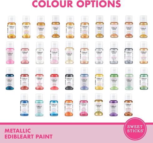 SWEET STICKS 0.5 (15 Edible Art Decorative Cake Paint Ounce Milliliters), Metallic Charcoal